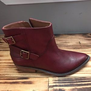 Lucky Brand Caelyn Leather Red Ankle Boots Booties Shoes Women 6.5M